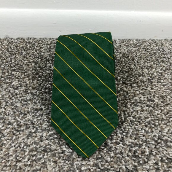 Vintage Brooks Brothers Makers Neck Tie Silk Repp Striped Green 56L USA Made